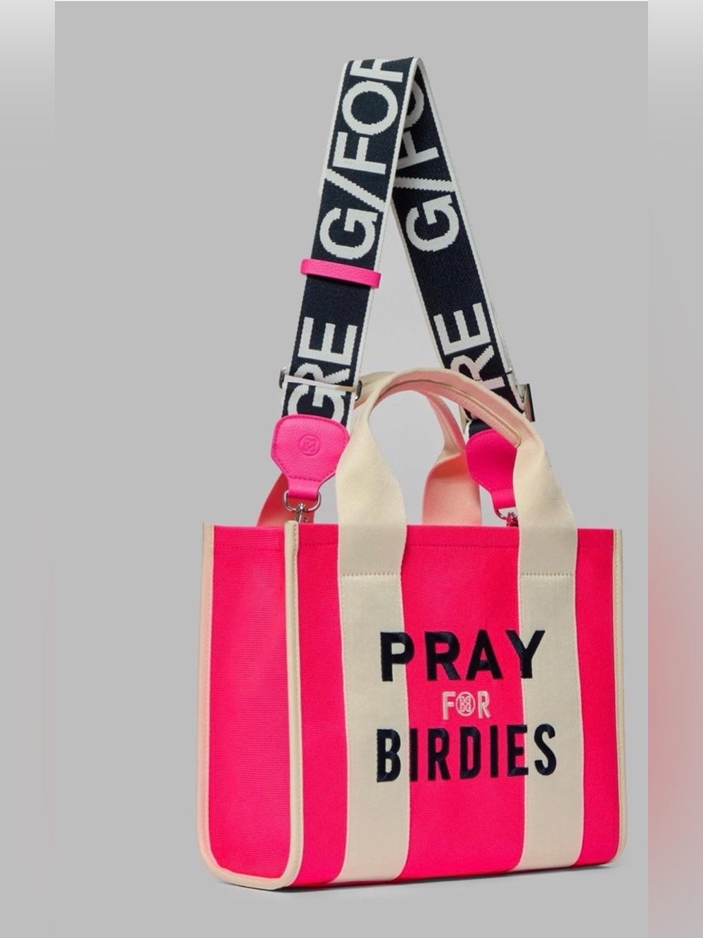 G/Fore Pray for Birdies Pink & Cream Canvas Tote Bag